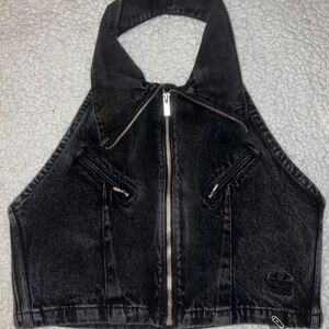 Adidas Cropped Black Denim Montreal Fashion Vest L
